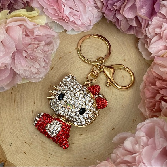 Hello Kitty with Red Crystal Dress & Bow Keychain Charm - Picture 5 of 12